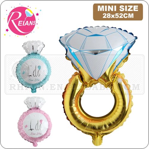 Palloncino mini a forma di anello con diamante per decorazione matrimonio e addio al celibato