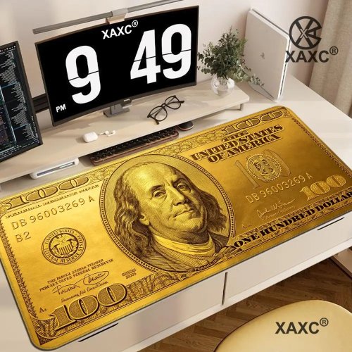 Gaming-Mauspad mit Dollar-Druck, Handgelenkstütze, große Schreibtischunterlage für PC, Laptop, Tastatur Keycaps
