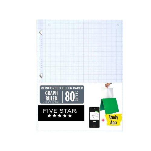 Kariertes Papier, 80 Blatt, 8,5 x 11 Zoll, weiß, lose Blätter, verstärkt, Schreibwaren