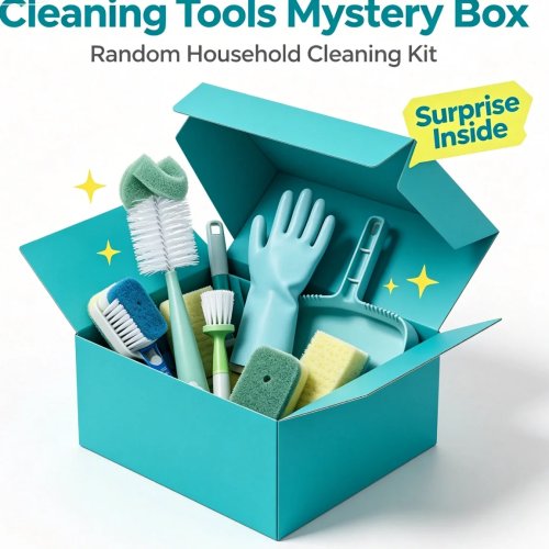 Caja Misteriosa de Limpieza para el Hogar – Accesorios de cocina sorpresa: cepillo de platos, esponja, plumero, guantes