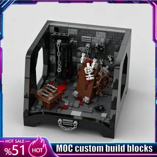 Maquette de Donjon Sombre Médiéval de 491 Pièces avec Support – Ensemble de Blocs de Construction DIY, Puzzle Créatif, Cadeau Décoratif Halloween