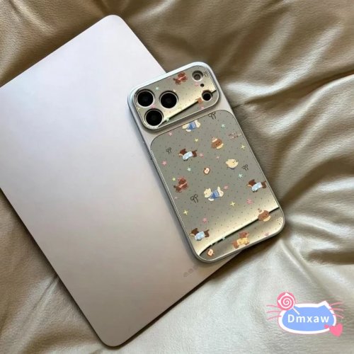Vivo Y05 Y04 Y03T Y02S Y02T Y02A Y77 Y75 Y72 Y58 Y56 Y95 Y93 Y91C 미러 카툰 독 폰 케이스 스타 리본