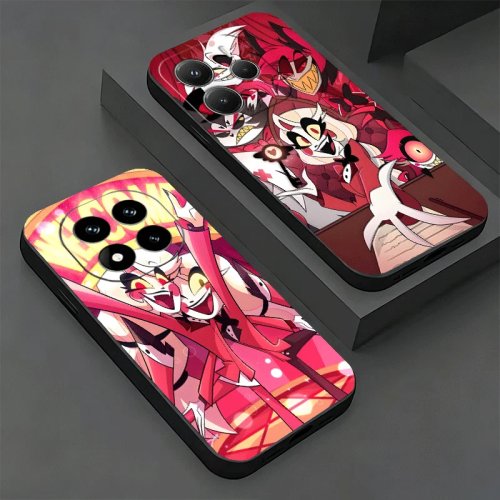 Zachte hoesje voor Xiaomi Redmi Note 15/14/13/12 Pro Plus, 12S/11S/11T/10S/11E, Hazbin Hotel anime, zwart