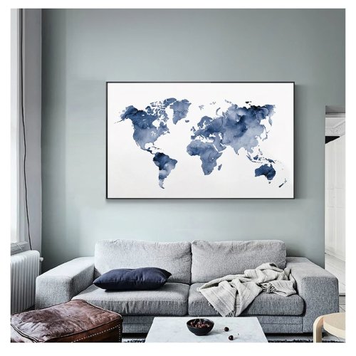 1 pièce Tableau Toile Abstrait Aquarelle Sans Cadre, Décor Salon, Cadeau pour Voyageur