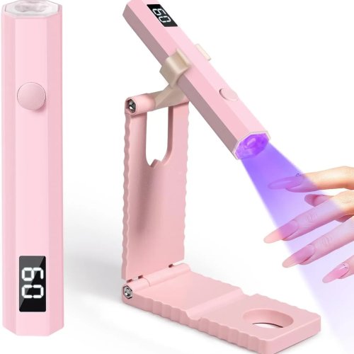 مصباح أظافر UV/LED محمول مع حامل، شاشة LCD، USB، مجفف جل سريع التصلب