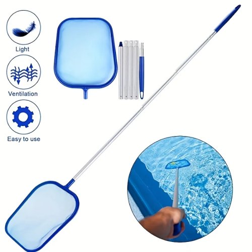 Red de limpieza de piscina telescópica de gran resistencia con mango de aluminio extensible, malla ultrafina para piscinas, spas y fuentes