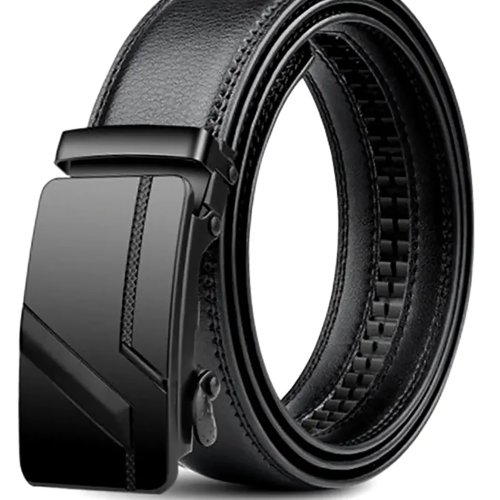 Cinto de homem de luxo com fivela automática - Preto, 110/120/130 cm, para fato e jeans