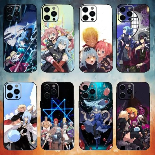 That Time I Got Reincarnated as a Slime Capa para iPhone 17/16/15/14/13/12/11 Plus/Pro Max, silicone macio, preta