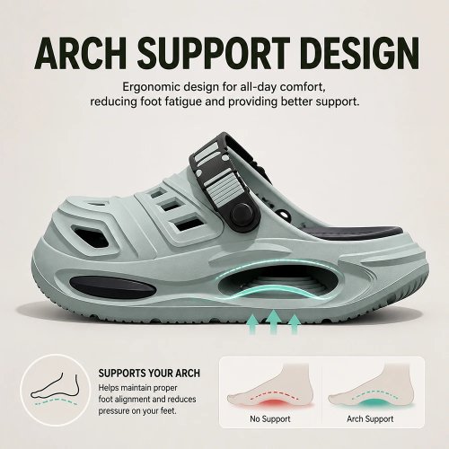 Men's EVA Clogs Sandals - Lightweight Non-Slip Adjustable Strap Garden Beach Slippers, Breathable Waterproof Summer Driving Slippers