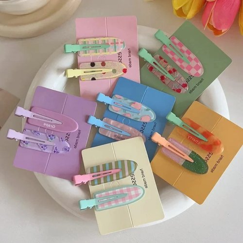 2/4 Pièces Pinces à Cheveux Fruits pour Filles – Barrettes en Acrylique sans Marques, Couleurs Candy