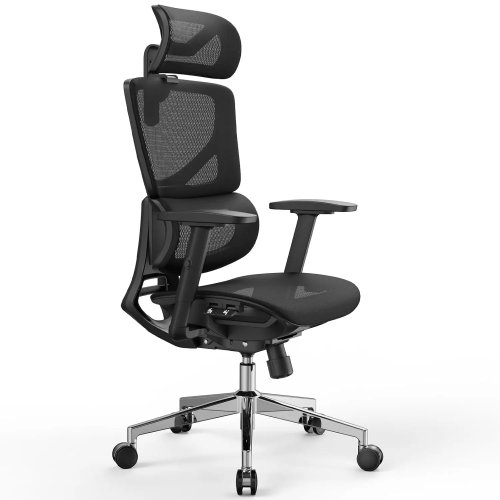 L1 Ergo Upgrade 518 كرسي مكتب شبكي أسود مريح للأشخاص الكبار والطوال (350 رطلاً) مع دعم قطني ديناميكي، مخصص