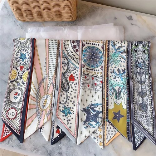 Women's Tarot Print Skinny Scarf - Multi-purpose Scarf for Neck, Hair, Bag Strap, Fashion Accessory