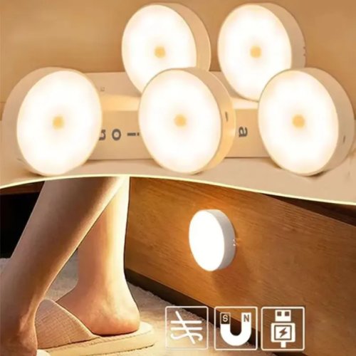 Veilleuse LED intelligente avec capteur de mouvement, rechargeable USB, sans fil, fixation magnétique, éclairage automatique d'urgence