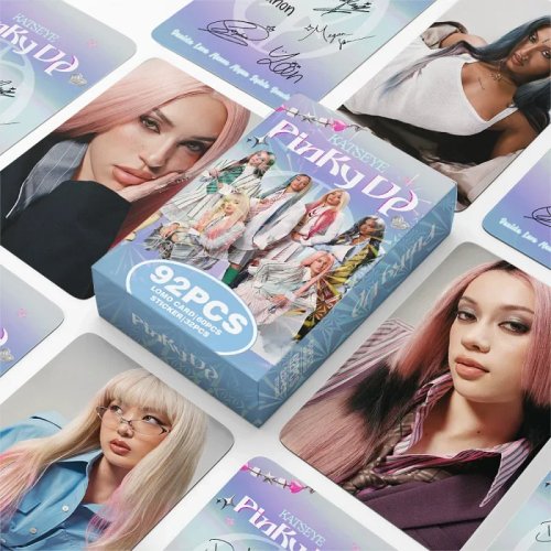 New 92Pcs/Set Katseye Pinky Up Pack 60 K-Pop Photocards 32 Stickers Idol Mini Lomo Cards Fan Collection Decor Gift