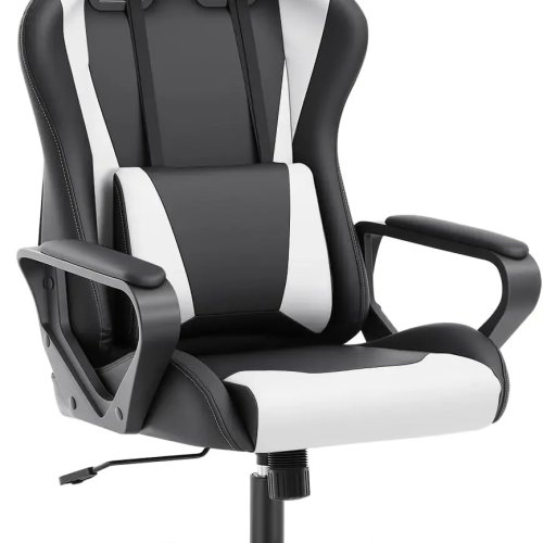 Fauteuil gaming ergonomique BestOffice pour adultes, chaise de jeu vidéo, blanc