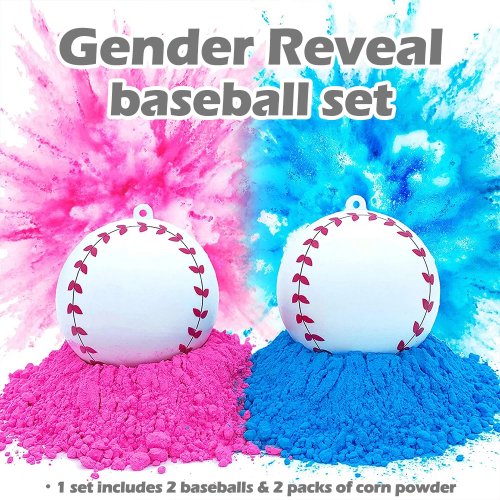 Set de Béisbol para Revelación de Género - Pelota de Plástico con Polvo Rosa y Azul, Actividad Divertida para Baby Shower, Regalo