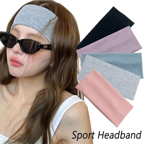 Unisex Knitted Sports Headband - Elastic Sweatband for Men & Women, Yoga, Running, Workout, Solid Color
