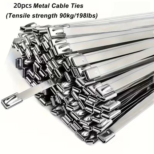 20 pzas. 10in Zips de acero inoxidable - Amarres para cables resistentes a la herrumbre para automotriz, maquinaria, exterior