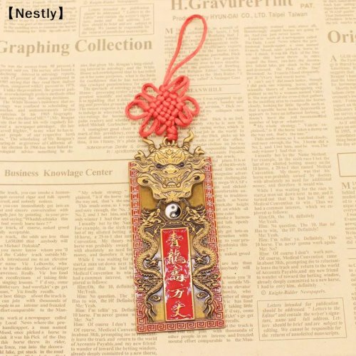 Metalen Feng Shui-hanger Qilin Bagua met groene draak, amulet ter bescherming van het huis