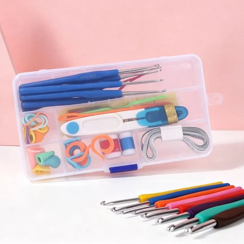 Set Hakpen Rajut 53 Pcs dengan Kotak Penyimpanan, Jarum Rajut 2-8mm Multicolor, Alat Kerajinan DIY untuk Pemula