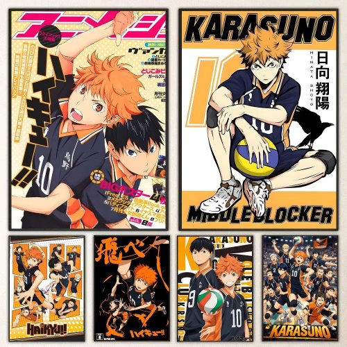 Póster Anime Haikyuu!! Autocolante de Parede HD para Quarto, Sala, Decoração de Casa