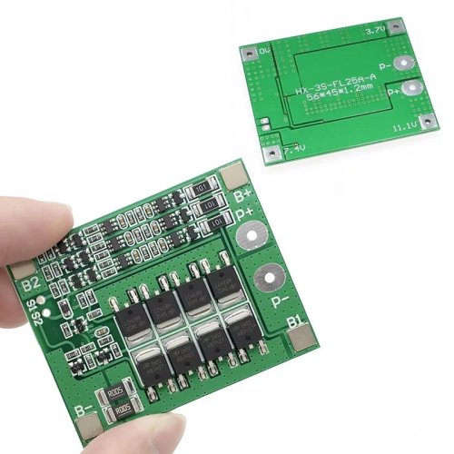 Плата защиты аккумулятора BMS PCM 3S 25A Li-ion 18650 с балансировкой для сборки аккумуляторов Li-ion Lipo
