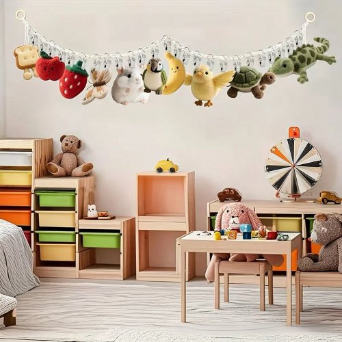 2 m Regenbogen-Aufbewahrungsseil für Plüschtiere mit 20 Clips – Kuscheltier-Organizer zum Aufhängen im Kinderzimmer, Wanddisplay, Babyzimmer-Deko