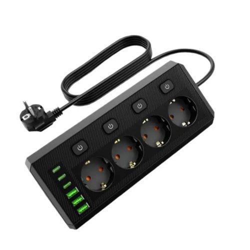 FEDI マルチ電源タップ デスクコーナー用 4 USBポート 独立スイッチ付き EUプラグ 在宅勤務用