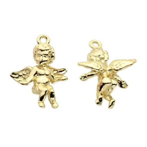 2Pcs Mini Angel Wings Pendant Charms, Electroplated Zinc Alloy Cupid Necklace Accessories for DIY Jewelry