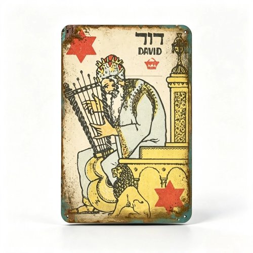 CIFBUY Vintage Vua David Đàn Hạc Nghệ Thuật Tường Nhôm 20x20 cm Biển Kim Loại Chống Nước Bền cho Trang Trí Văn Phòng Tại Nhà và Phòng Khách