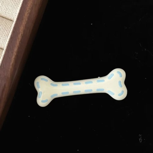 Pince à cheveux crème à pois bleus pour frange, clip latéral mignon pour filles