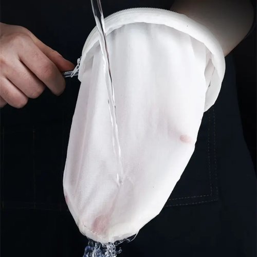 Hong Kong Style Milk Tea Strainer with Steel Frame and Cotton Filter – Kitchen Accessory, White