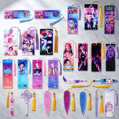 Pembatas Buku Akrilik Anime Girls Lumi Mila Zoi Witch Hunter dengan Tassel – Marker Baca Neon Y2K, Hadiah Alat Tulis Lucu