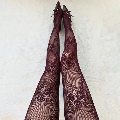 Women's Lolita Lace Floral Thigh High Fishnet Stockings