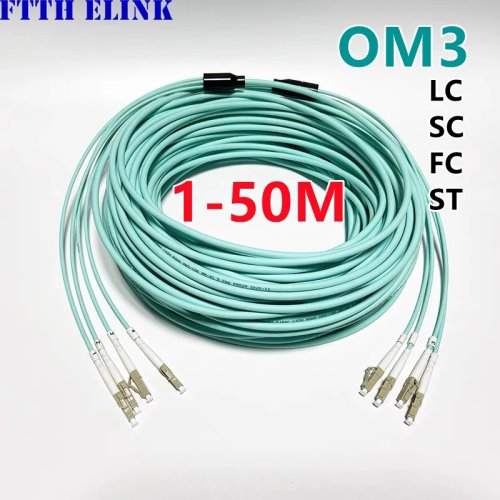 1-50m 4-Core OM3 Armored Fiber Patch Cord, SC/LC/FC/ST, UPC/APC, LSZH Waterproof, 4 Fibers Optical Jumper for FTTH, ELINK 30M