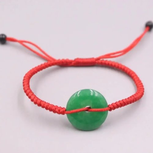 สร้อยข้อมือหยกเขียวธรรมชาติพร้อมหัวเข็มขัดนิรภัย ดีไซน์ผูกปมด้วยมือ DIY นำมาซึ่งสุขภาพ ความมั่งคั่ง และโชคลาภ เครื่องประดับลูกปัดหยกสำหรับผู้หญิง