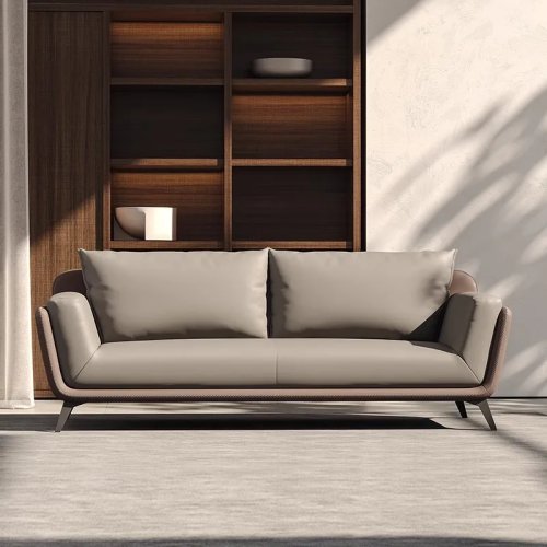 Minimalist Leather Office Sofa – Business Reception & Executive Meeting Couch, Leisure Office Furniture