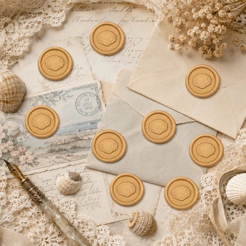 20 autocolantes de selo de cera com concha em relevo, autoadesivos para convites de casamento, envelopes e embrulhos de presente
