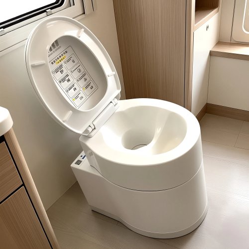 12V RV Toilet with Biodegradable 360° Rotating Direct Discharge - for Outdoor Camping, Motorhomes & Marine