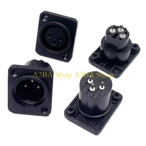 Đầu nối XLR 3 chân chống nhiễu, gắn panel, đầu cắm thẳng