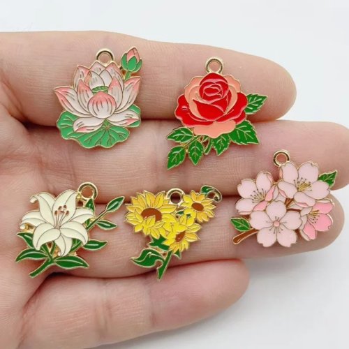 10 uds. Flores de Girasol y Clavel para DIY, Accesorios de Bisutería, Pendientes, Collares, Tocados - Material Manualidades