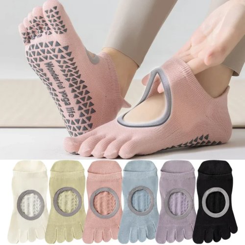 2 Pairs Women's Five-Finger Pilates Yoga Socks - Professional Anti-Slip Indoor Sports Dance Fitness Socks
