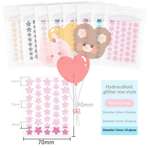 24/40/51/52 Patchs Hydrocolloïdes en Forme d'Étoile Colorés Absorption Rapide pour Soin Quotidien de la Peau