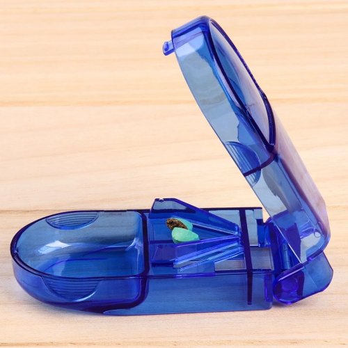 Coupe-comprimé transparent rectangulaire avec compartiment de rangement, boîte de rangement portable pour médicaments