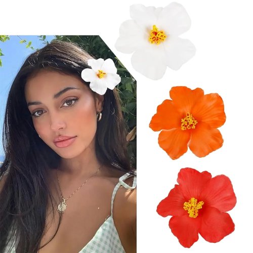 Pinzas para el pelo de flores hawaianas para mujer, pinzas laterales románticas, accesorios de pelo para playa y fiesta
