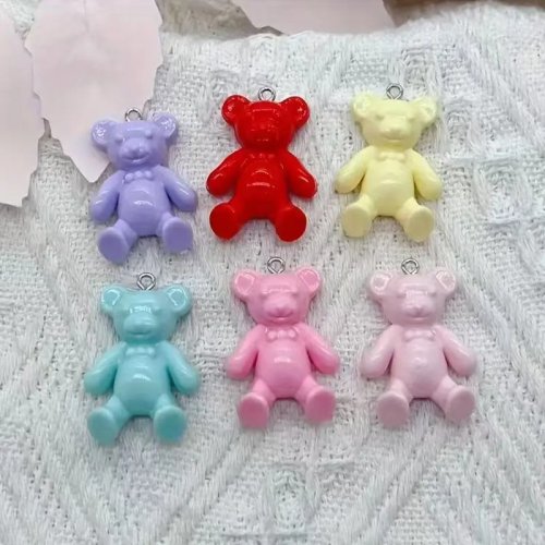 10 pièces Charm Ours Mignon Résine Mate pour Collier Porte-clés Pendentif Accessoires Bijoux DIY Femme
