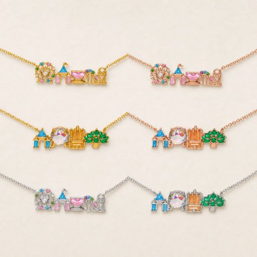 Dây chuyền mặt dây chuyền công viên giải trí đính zircon màu - Thiết kế dễ thương ngọt ngào, phụ kiện thời trang đa năng