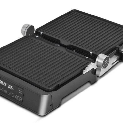 2-in-1 Electric Panini Grill with Smart Display, Detachable Nonstick Plates