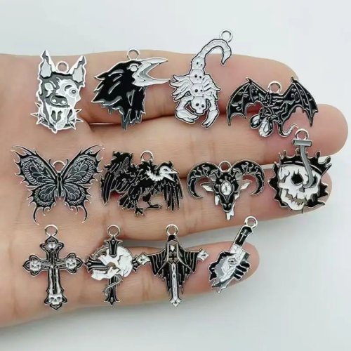 10pcs Pingente de Liga Retro Halloween Esqueleto Aranha para DIY Colar Porta-chaves Feito à Mão