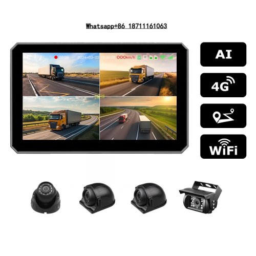Cámara de reversa 10" con detección de punto ciego AI BSD, peatones y vehículos, DVR impermeable para camión y autobús